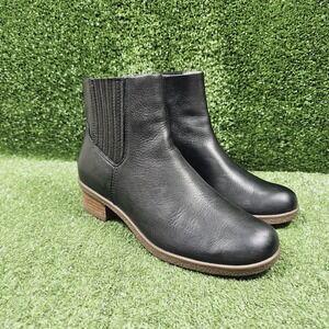 Dansko Daisie Black Leather Zip Pull On Ankle Boots Waterproof Womens 39 US 9